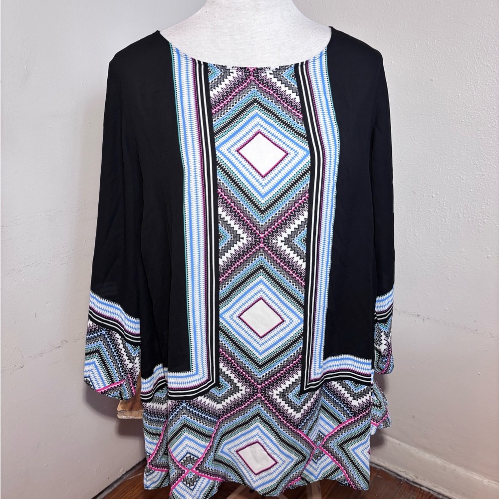 Rose + Olive Boho 3/4 Sleeve Chiffon Blouse - Picture 6 of 7